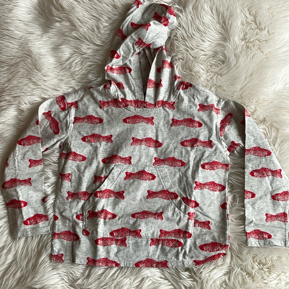 Kids red fish hooded long sleeve by Tea Collection